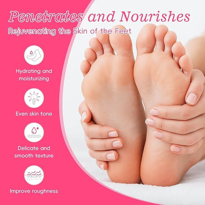 LAIKOU Japan Sakura Moisturizing Foot Mask, Foot Mask for Dry Cracked Feet, Foot Masks, Deep Moisturizing Socks for Cracked Heels, Skin Care Gifts for Women Soft Smooth Touch Feet 5 Pack