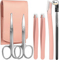 FANDAMEI Eyebrow Kit with Leather Case - Eyebrow Scissors, Tweezers, Razor, Brush for Women & Men - Facial Hair & Ingrown Hair Removal