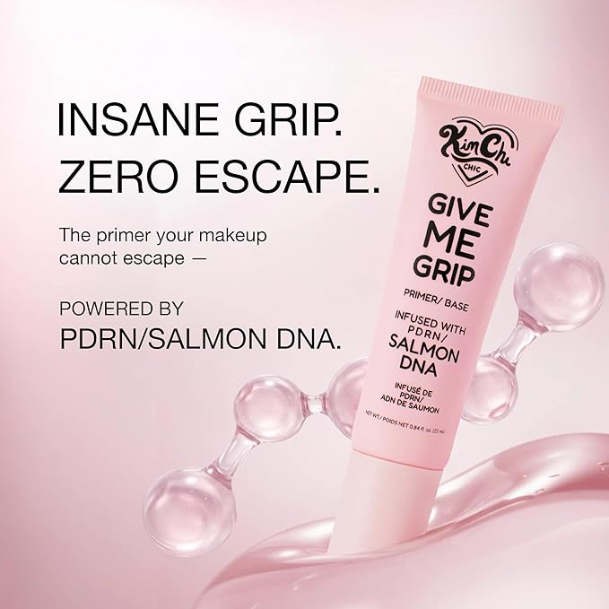 KimChi Chic Beauty Give Me Grip Gel Face Primer with PDRN, Niacinamide & Hyaluronic Acid, Hydrating Face Makeup Base for Long-Wear Hold, Smooth Luminous Finish, Korean Makeup Primer, 0.84 fl oz