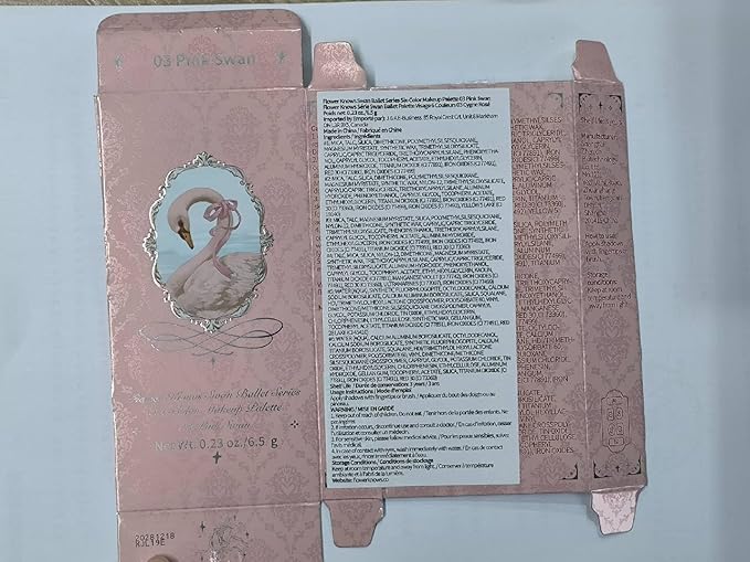Flower Knows Swan Ballet Six-Color Makeup Palette,Soft Pink Face Makeup Palette with 4 Matte + 2 Shimmer Shades,Blendable Smooth Cute Make Up,0.23 Oz(03 Pink Swan)