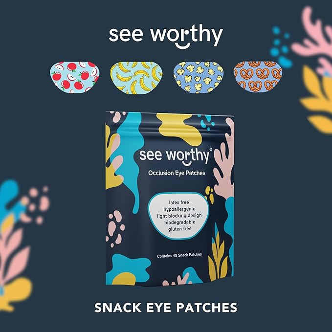 Adhesive Eyepatch for Kids & Adults - As Seen on Shark Tank - Kids Breathable, Comfortable Snacks Eyepatch for Lazy Eye - Amblyopia & Sensitive Skin Medical Eye Patches - 48 Patches by See Worthy