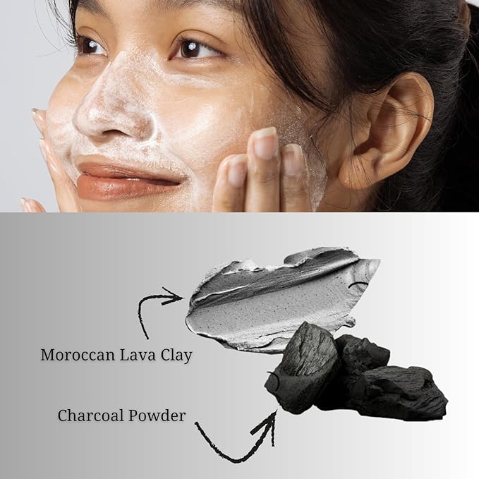Japanese Powder Face Wash 0.4g 32pcs x 2pack -Black Charcoal - Exfoliating Powder Enzyme Cleanser for Smooth, Radiant Look - Travel-Friendly, Gentle Exfoliant for Oily Skin - Black