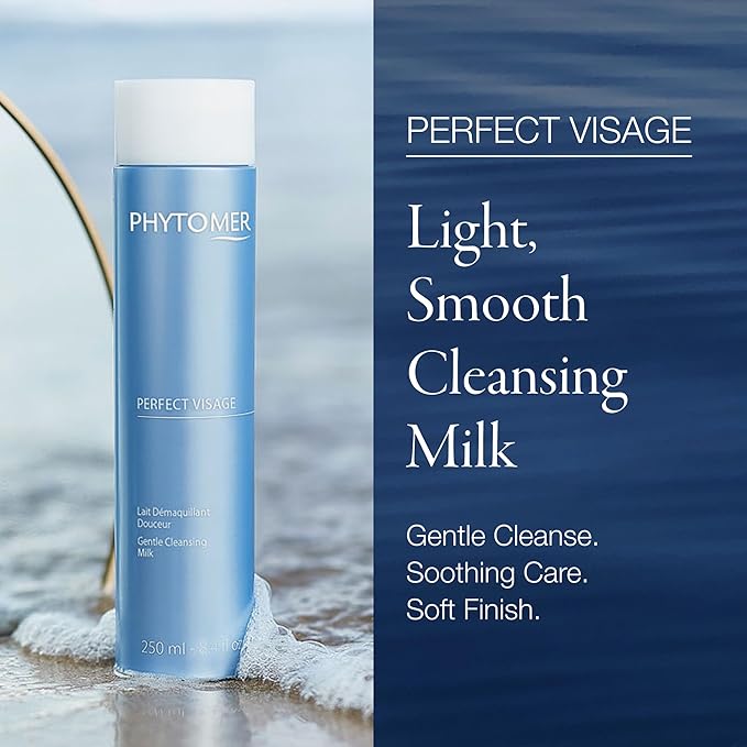 Phytomer Perfect Visage Gentle Cleansing Milk | Hydrating Daily Face Cleanser & Makeup Remover | Light, Refreshing Formula that Leaves Skin Soft, Smooth, & Supple (250 ml)