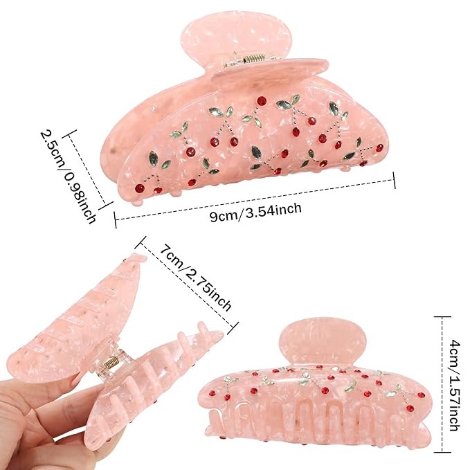 HAIMEIKANG 2 PCs Acrylic Bow Hair Claw Clips for Women - Cute Banana Non-Slip Strong Hold Barrettes Y2K Hair Clips for Thick Thin Hair