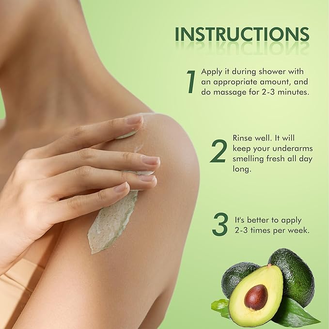 Armpit Detox and Scrub with Shea Butter and Coconut 8.82oz-Exfoliating Scrub with Natural Ingredients for Removing Odor, Deep Cleansing and Exfoliating, also for Legs, Knee, Feet, Hands and Body