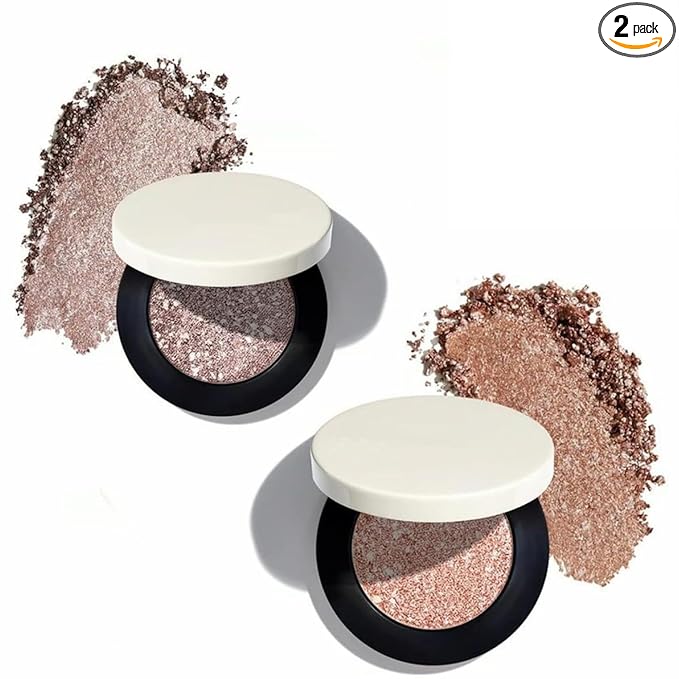 CRIVERY 2PCS Multicolor Metallic Eyeshadow, Buildable, Crease-Proof Powder Eyeshadows, 2026 New Shimmering Metallic Eyeshadow (Natural+Rose Gold)