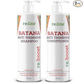 Biotin & Batana Oil Shampoo and Conditioner Set - Hair Growth Shampoo and Conditioner with Rice Water & Rosemary Oil for Enhanced Volume - Color Safe, Sulfate & Paraben Free - 8 Fl Oz Each