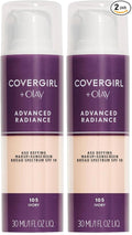 COVERGIRL Advanced Radiance Age Defying Foundation, Liquid Foundation, 1.0 Fl Oz, Anti-Aging Foundation, Foundation for Wrinkles, Cruelty-Free Foundation, Age-Defying Formula, Buildable Coverage