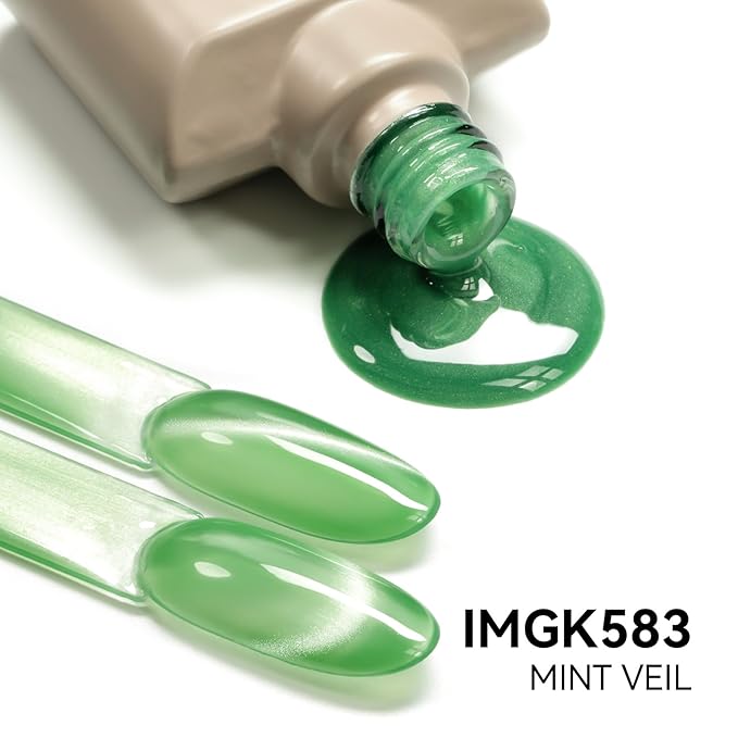 MAYCHAO 15ML Mint Veil Cat Eye Gel Nail Polish 1Pc Light Mint Cat Eye Gel Polish with Magnet Soak off Holographic Magnetic Nail Polish for Nail Art Manicure Salon DIY at Home, 0.5 OZ