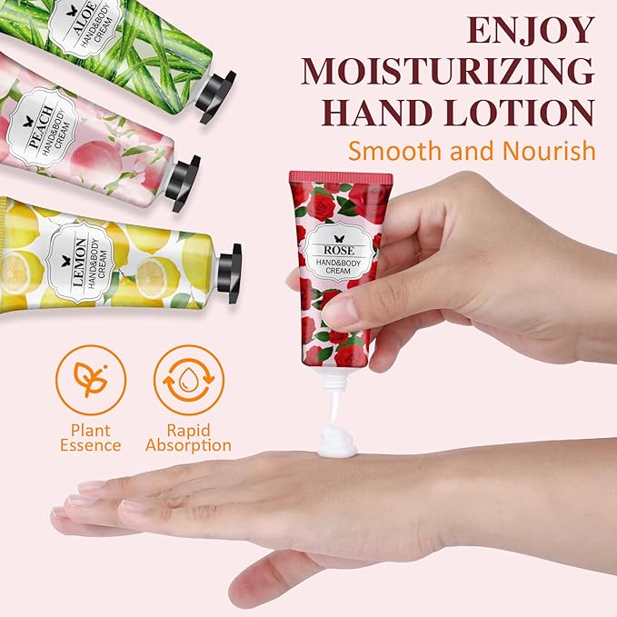 VESPRO 56 Pack Hand Cream Gifts Set, Mothers Day Gifts, Bulk Hand Lotion Travel Size for Dry Cracked Hands, Mini Hand Lotion for Nurses Week Gifts, Bridal Shower Favors and Teacher Gifts for Women