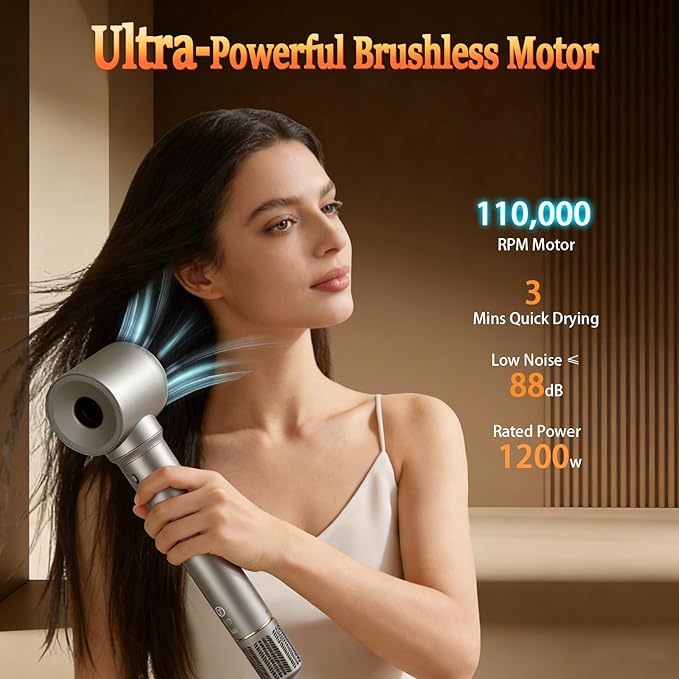 SIGBOT 5-in-1 Hair Dryer Styler | Professional Blow Volumizing Brush | 300M Negative Ions Frizz-Free | Powerful Motor | Complete Hair Styling Tool Kit with Curling, Straightening, Drying (ZCY892-B)