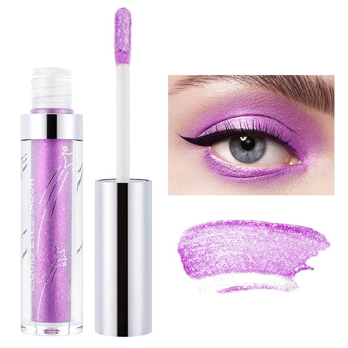 Shining Shimmer Glitter Liquid Eyeshadow Metallic Pigments Makeup Metals Gloss for Eyes Eyeliners Sparkling Eye Shadow Set Gift Shiny Pen Eyeliner Kit Long Lasting Waterproof (A110)