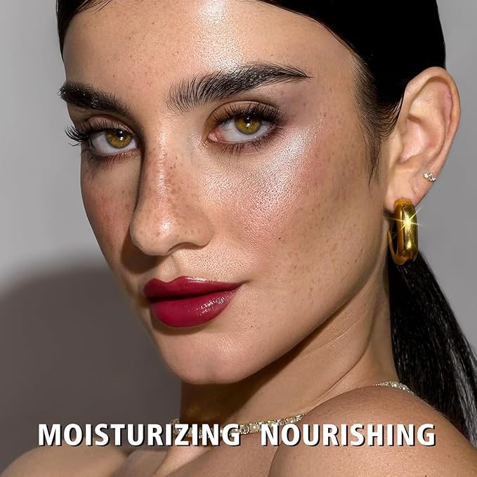 MAKI YIKA Moisture Dark Red Lipstick for Women Hydrate Tinted Lip Balm for Mother's Day Dry Cracked Lips Sheer Lipstick Lip Tinted Glossy Finish,MA074 Wine Radio