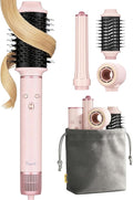 High-Speed Hair Dryer Brush, 3-in-1 Hot Air Styler with Dual-Direction Auto-Wrap Curler, 720 Million Ionic Blow Dryer Brush Fast Drying & Frizz-Free Styling,Includes Travel Bag, Pink