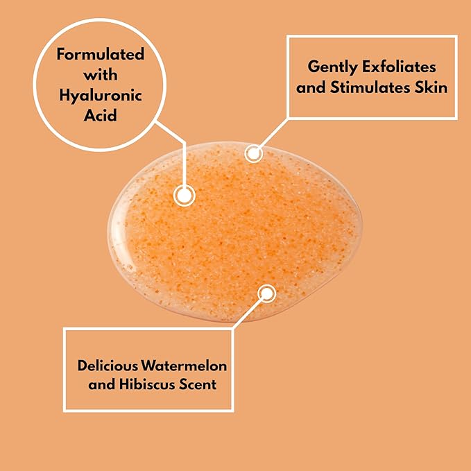 RIVER & ROWE Hibiscus & Watermelon Exfoliating Body Wash – Hydrating Daily Cleanser with Hyaluronic Acid for a Fresh & Comforting Skin Experience, Gentle Shower Gel for Women & Men, 33.8 Fl Oz