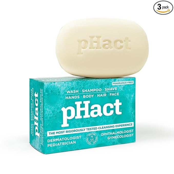 ANDREW LESSMAN pHact Moisture-Rich, Soap-Free Cleansing Bar. Natural Skin pH. Fragrance-Free. All Skin Types - Even Sensitive Skin. Hypoallergenic. Dermatologist Tested. 3 Pack 4.25 oz each