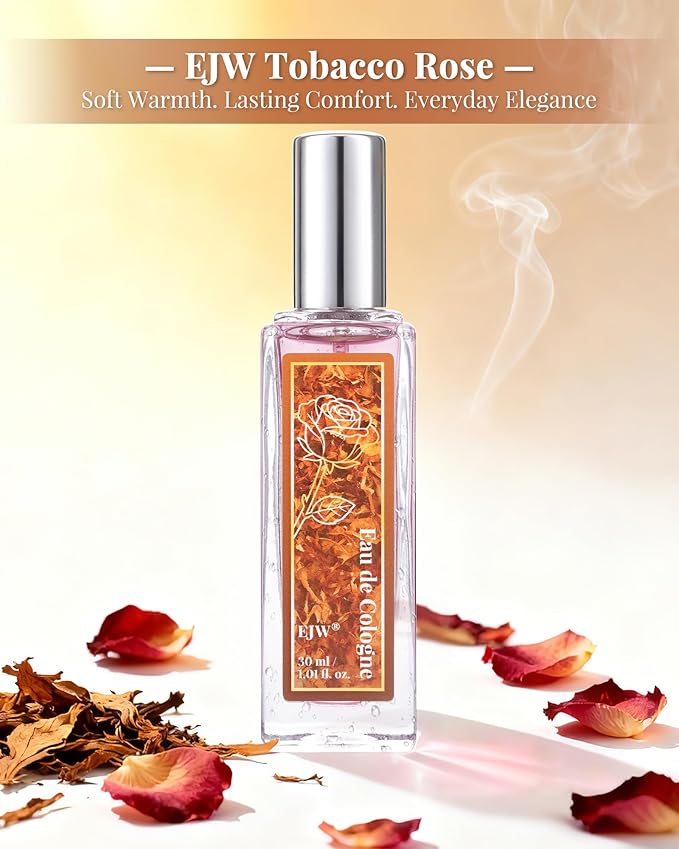 EJW Tobacco Rose Body Spray for Women | Warm Floral Hair Perfume & Body Mist, Alcohol-Free Long-Lasting Fragrance with Aloe & Collagen, 1.01 fl oz (Tobacco Rose)