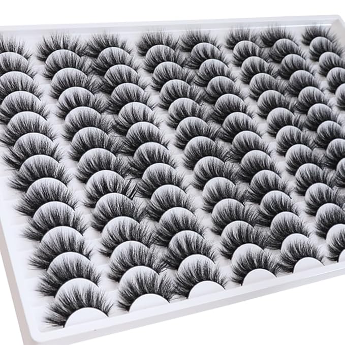 Azenlo False Eyelashes 48 Pairs Faux Mink Lashes 12-16mm Wispy Lashes 3D Fluffy Cat Eye Lashes Pack Bulk Wholesale Strip Lashes(style 48-032)