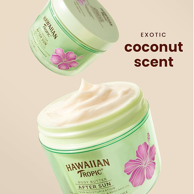Hawaiian Tropic After Sun Body Butter with Coconut Oil, 8 oz, After Sun Lotion, After Sun Moisturizer, Coconut Body Butter, After Sun Care, After Sun Skin Care, 8 oz