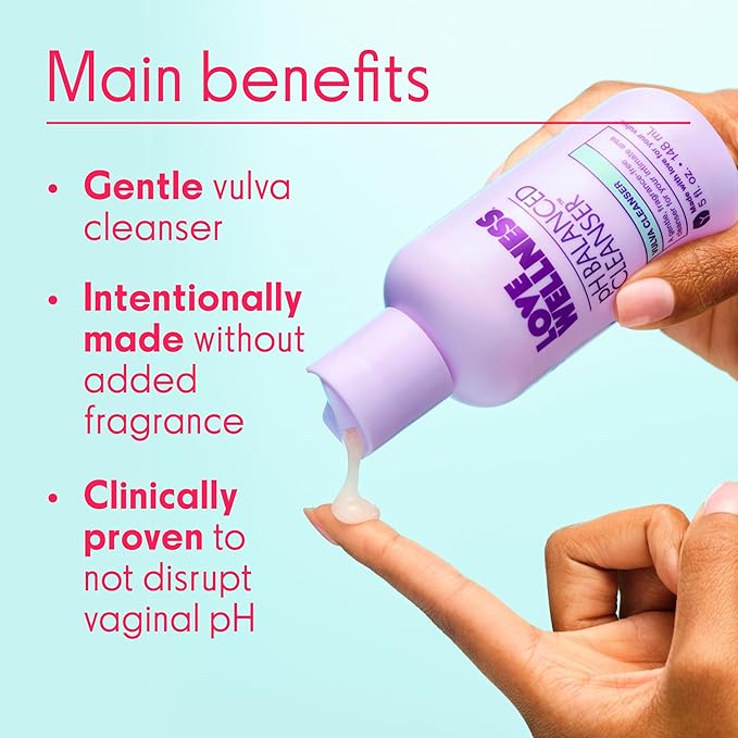 Love Wellness pH Balancing Cleanser & pH Balancing Wipes | Her Essentials Duo | On The Go Support for Her | Cleanser for Balanced pH, Intimate Health & Hygiene