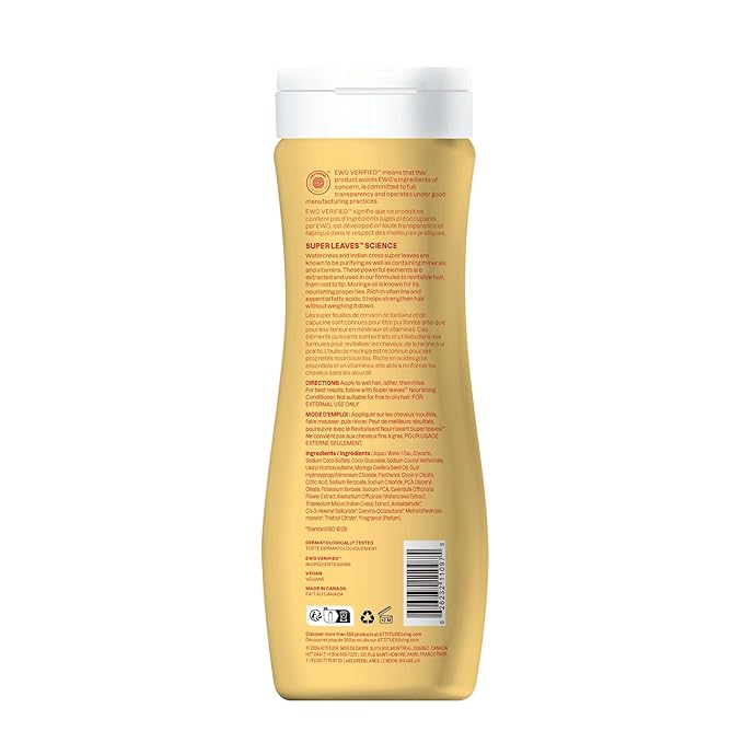ATTITUDE Nourishing Shampoo for Curly Hair 3a – 3c with Moringa Oil, Vegan, Naturally Derived Ingredients, Provides Lightweight Moisture, 16 Fl Oz (Pack of 6)