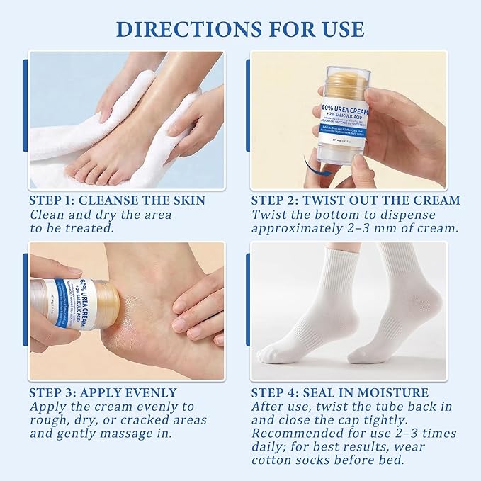 2Pack 60% Urea + 2% Salicylic Acid Foot Care Stick,Maximum Strength Urea Foot Cream,Deeply Moisturizes Cracked Heels,Dry Hands & Rough Knees,Exfoliates & Softens Skin Urea Foot Stick