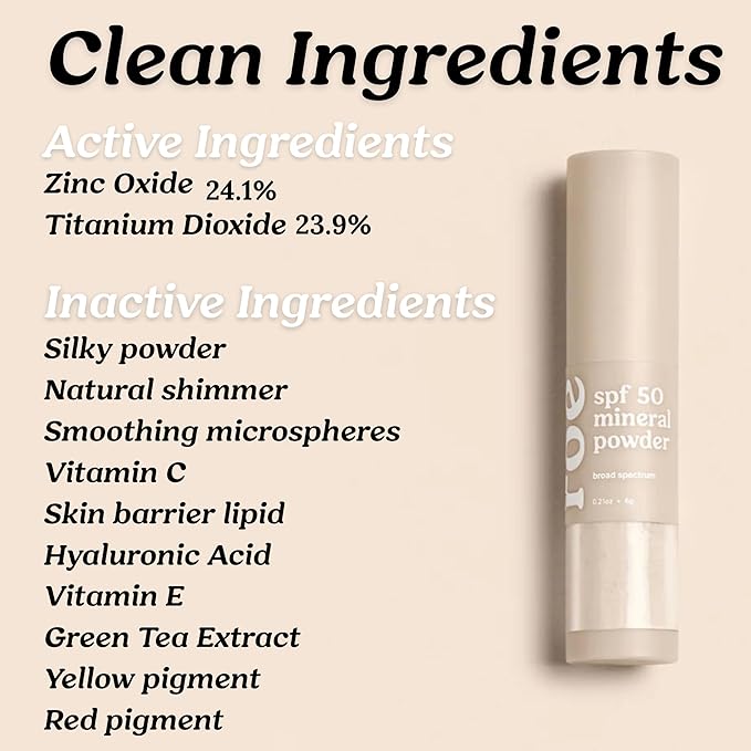 Roe Wellness- SPF 50 Powder Sunscreen Mineral-Based, Non-Toxic Brush-on For Kids, Adults & Babies | For Scalp, Face & Body (Reef Safe)