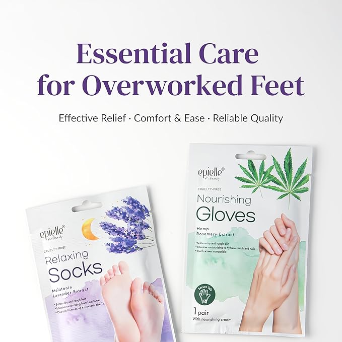 Epielle Relaxing Foot Mask 6 Pairs, Soften and Restore with Melatonin & Lavender Extract, Deep Moisturizing Socks for Dry, Cracked Feet, Self Care Gifts for Women, Spa Kit, Mothers Day Gifts