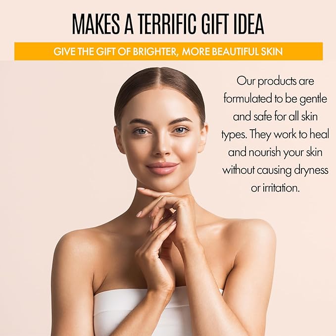 Healov Turmeric Skincare Set - Turmeric Skin Care Products Brightening & Acne - Turmeric Skin Care Kit, Turmeric Skin Care Set - Turmeric Cleanser, Body Scrub, Face Cream & Facial Serum