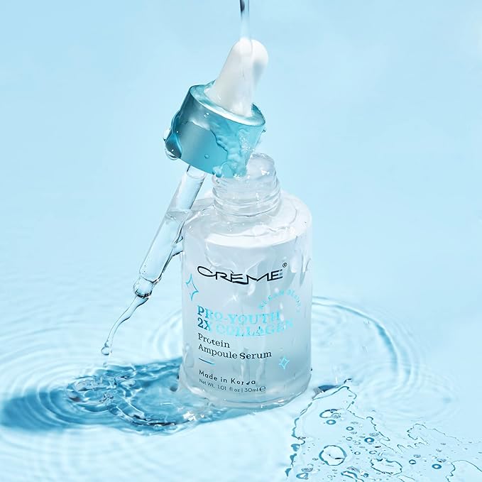 The Crème Shop Pro-Youth 2x Collagen Protein Ampoule Serum - Klean Beauty Facial Serum for Glowing Skin - Made in Korea