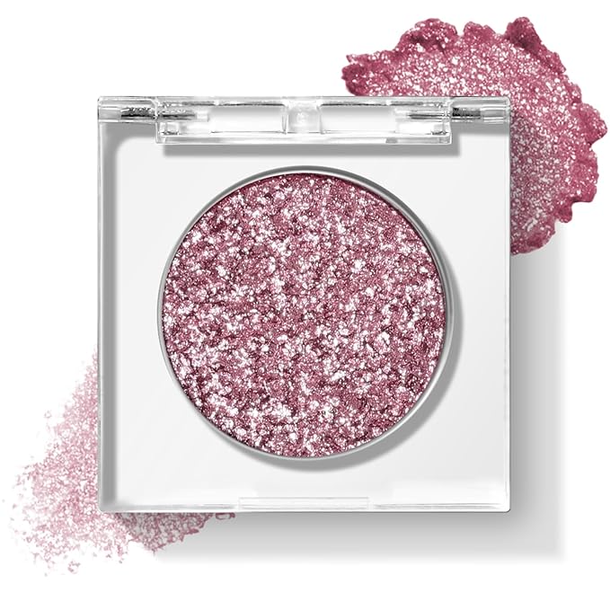 KYDA Single Glitter Eyeshadow, Soft Pink Pearl Glow Eyeshadow, Lasting Blendable Shimmer Eyes Shadow, Sparkling Eyes Glitter, Soft Buildable Glossy Color, Wet Look Effect, Pink Siren