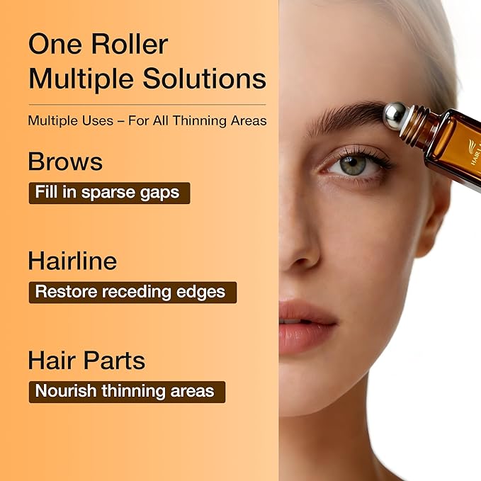 Eyebrow Enhance Serum with 5 Peptides & Resurrection Plant, Supports Fuller, Healthier-Looking Brows, Roll-On for Brows & Hairline, 8ml for Men & Women