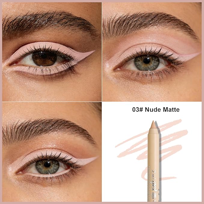 Nude Eyeliner Pencil,Smudge-proof Waterproof Long Lasting Eye Liner, High-Pigmented Smooth Creamy Formula for Mature Women, Eyes Makeup Pen Includes Sharpener-#3Nude