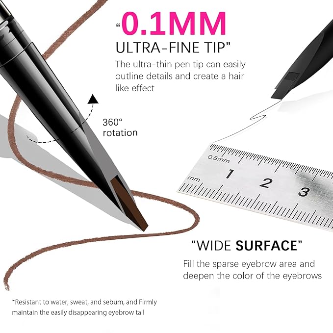 MAVENI Browcharm Microblading Eyebrow Pencil for Women,0.1mm Ultra-Fine Mechanical Pencil,Draws Tiny Brow Hairs and Fills in Sparse Areas and Gaps,Makeup Brow Definer Waterproof (mini 03 Light Brown)