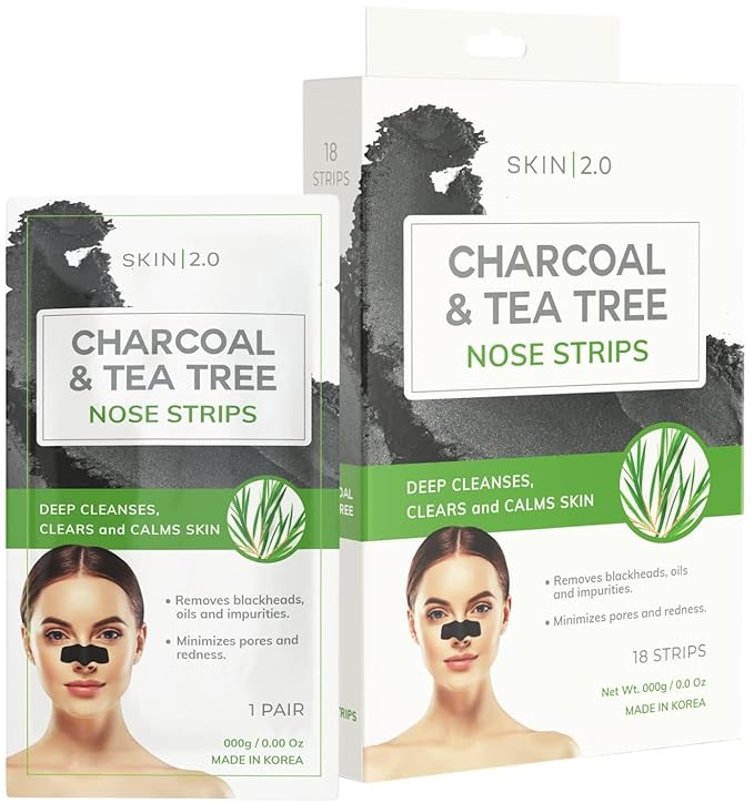 Skin 2.0 Tea Tree & Charcoal Peel-Off Face Mask - Blackhead Remover, Reduces Acne & Pores, Deep Cleansing - Dermatologist Tested Korean Skincare - Clean Beauty, Cruelty-Free - 6.7 Fl oz