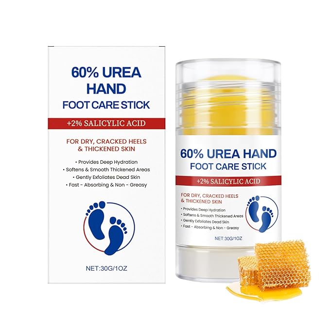 60% Urea Cream with 2% Salicylic Acid Foot Balm, Portable Hand Cream, Foot Cream for Dry Cracked Heels and Feet Hand, Urea Heel Care Stick Callus Remover & Skin Softener, 1oz*2