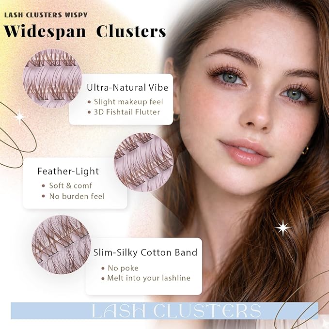 Wispy Lash Clusters Kit, Natural Lash Cluster Eyelash Extensions 320 Pcs C Curl 10-16mm Individual Fluffy False Eyelashes Thin Band DIY Kit for Beginners at Home with Bond Seal Remover Tweezers Brush
