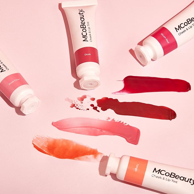 MCoBeauty Cheek and Lip Tint Dusk Cherry Red - Gel Cream Buildable Color Lip Stain and Blush for Women - Dewy Multi Use Tinted Lip Balm, Liquid Blush Makeup Vegan Cruelty Free - 0.34 oz