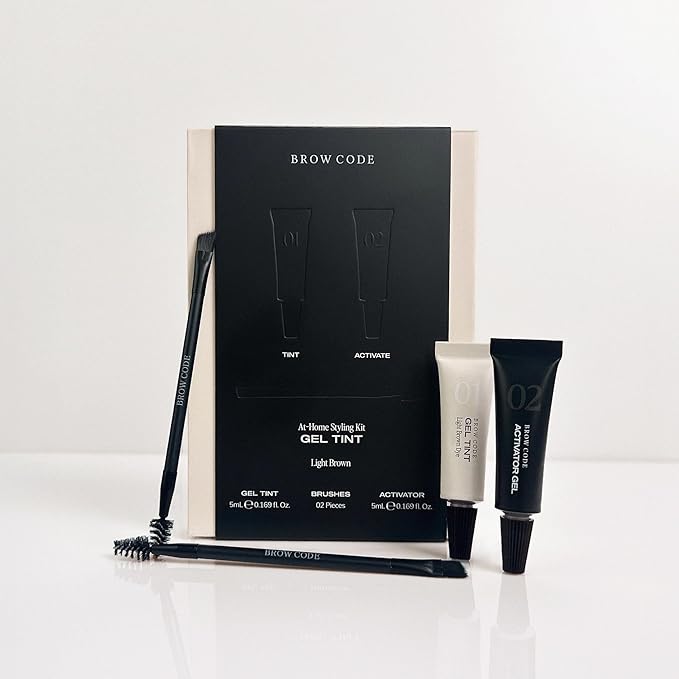 Brow Tint Kit - Two-Step Gel Tint Formula, PPD-Free & Peroxide-Free (Light Brown)
