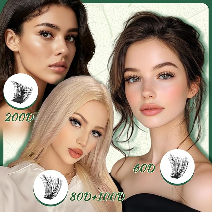Lash Clusters 280Pcs Eyelash Clusters KEYYOU 60D+80D D Curl 9-16MIX Clusters Lashes Super Soft Wispy DIY Eyelash Extension at Home(60D+80D-D,9-16MIX)