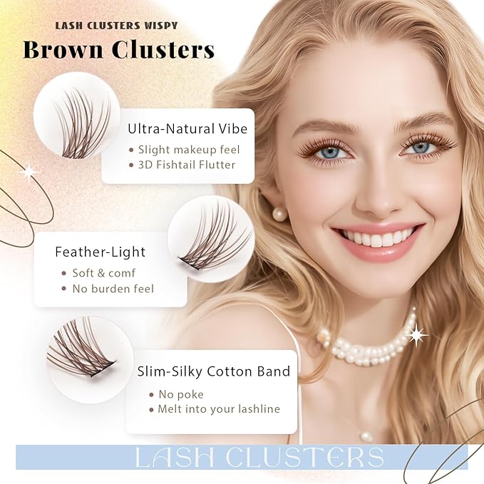 Wispy Lash Clusters Kit, Natural Lash Cluster Eyelash Extensions 256 Pcs C Curl 10-16mm Individual Fluffy False Eyelashes Thin Band DIY Kit for Beginners at Home