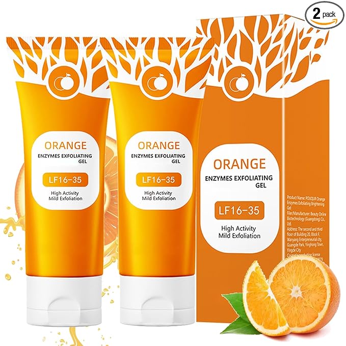 Orange Exfoliating Gel for Face & Body, Orange Exfoliante Scrub Peeling Gel, Exfoliating Cleansing Scrub, Deep Cleansing Moisturizing Facial Exfoliator, Remove Blackheads for All Types Skin (2pcs, 1)