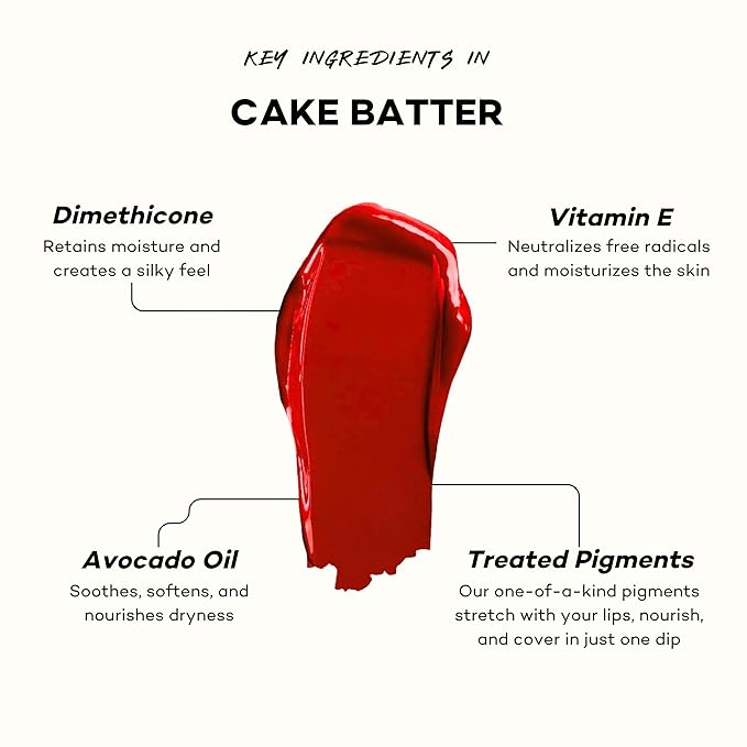 Pound Cake Cake Batter Liquid Lipstick – Long-Lasting, Semi-Matte Liquid Lipstick – Hydrating, High-Pigment Lip Stain with Avocado Oil – Shades for All Skin Tones – 0.13 oz, (Raspberry)