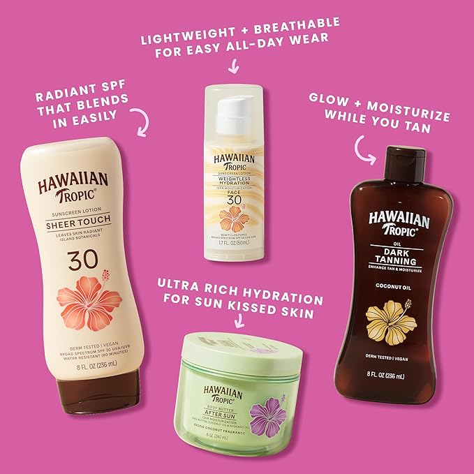 Hawaiian Tropic After Sun Body Butter with Coconut Oil, Beach Essentials, Tan Extender Lotion, 8oz each, Twin Pack (Pack of 2)