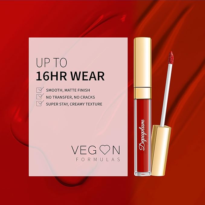 Depuplum Dark Red Lipstick Matte for Women Superstay Long Lasting Lipstick Smudgeproof Dark Liquid Lipsticks Cruelty Free Lip Makeup for Mother's Day (DM18 Oxblood Red)