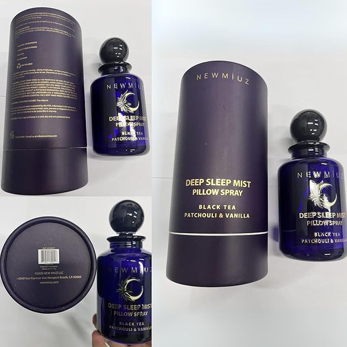 Deep Sleep Pillow Spray Natural Aromatherapy Mist for Sleep Relaxation Calming Stress Relief Patchouli Black Tea Vanilla Essential Oils Self Care Gift