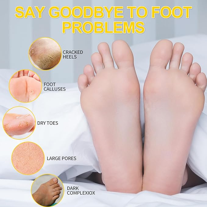 Pedicure Kit Foot Soak Set: Bubble Salt, Sugar Scrub, Massage Mask, Massage Lotion in a Box, 4 Step Foot Spa Kit for Dry Feet,Tired Feet (3 Set Milky Flower)