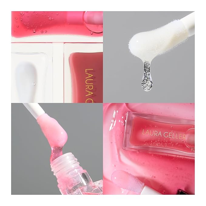 LAURA GELLER NEW YORK Fine Shine Glossy Lip Oil, Rose Garden - Hydrating Squalane - Pink Lip Gloss