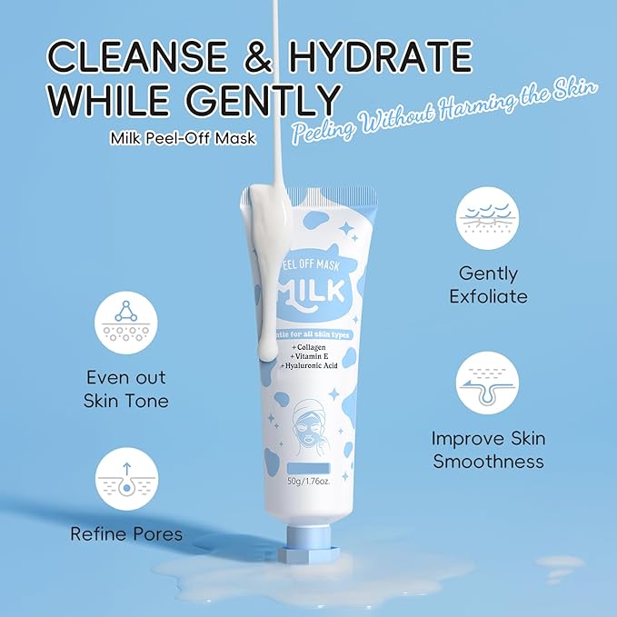 Milk Peel Off Jelly Face Mask, Exfoliating Hydro Jelly Masks for Facials, Hydrating, Soothing, Nourishing, Pores Cleansing, Oil Control, Smooth & Radiant Skin for All Skin Types