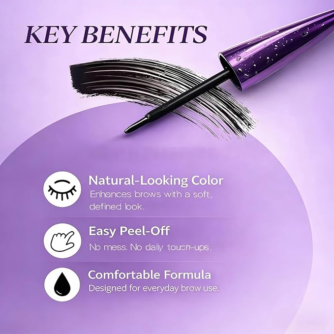 2Pcs Black Tattoo Eyebrow Gel Easy Peel Off - Waterproof & Sweatproof Tattoo Effect, Transfer-Resistant Multi-Day Wear, All Skin Types Mother’s Day Eyebrow Tint Gift Set
